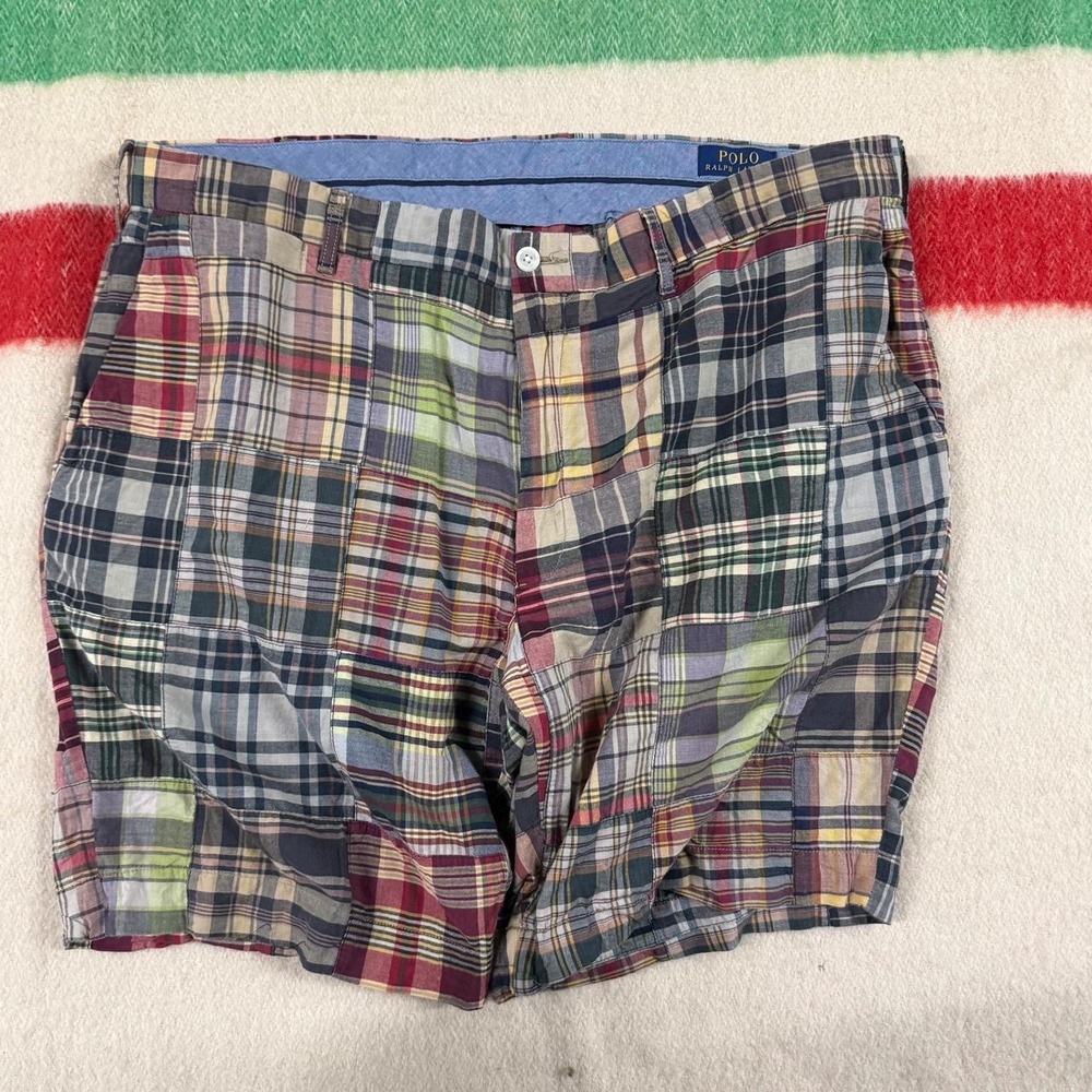 Polo Ralph Lauren Patchwork Madras Shorts Mens 40 Multi Color Plaid Preppy